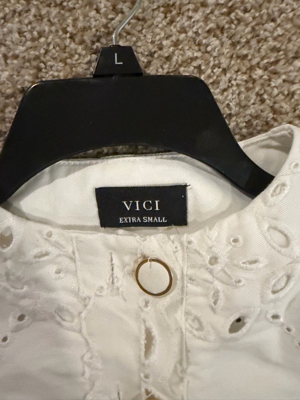 VICI White Eyelet Button-Front Mini Dress - Picture 4 of 4